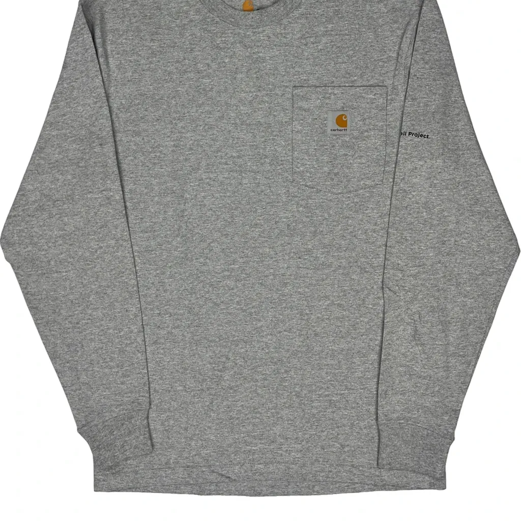 Construction Carhartt Long Sleeve T-Shirt - Small Grey Cotton - Image 5