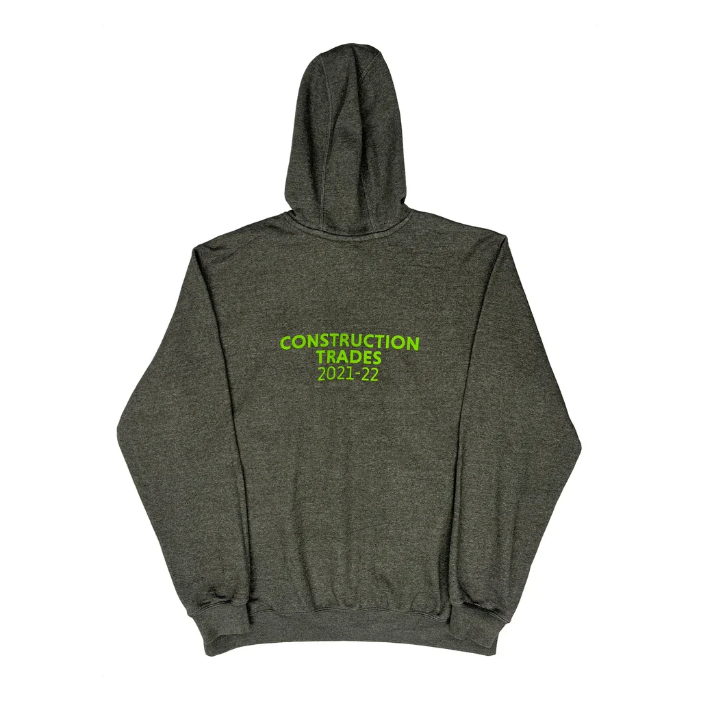 Construction Trades 2021-22 Carhartt Graphic Hoodie - Large Grey Cotton - Image 2