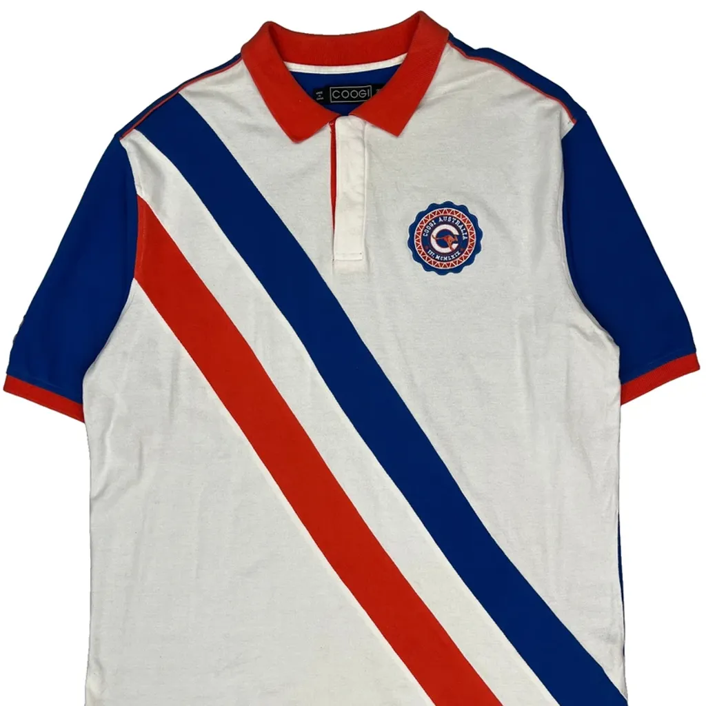 Coogi Striped Polo Shirt - 2XL Blue Cotton - Image 4