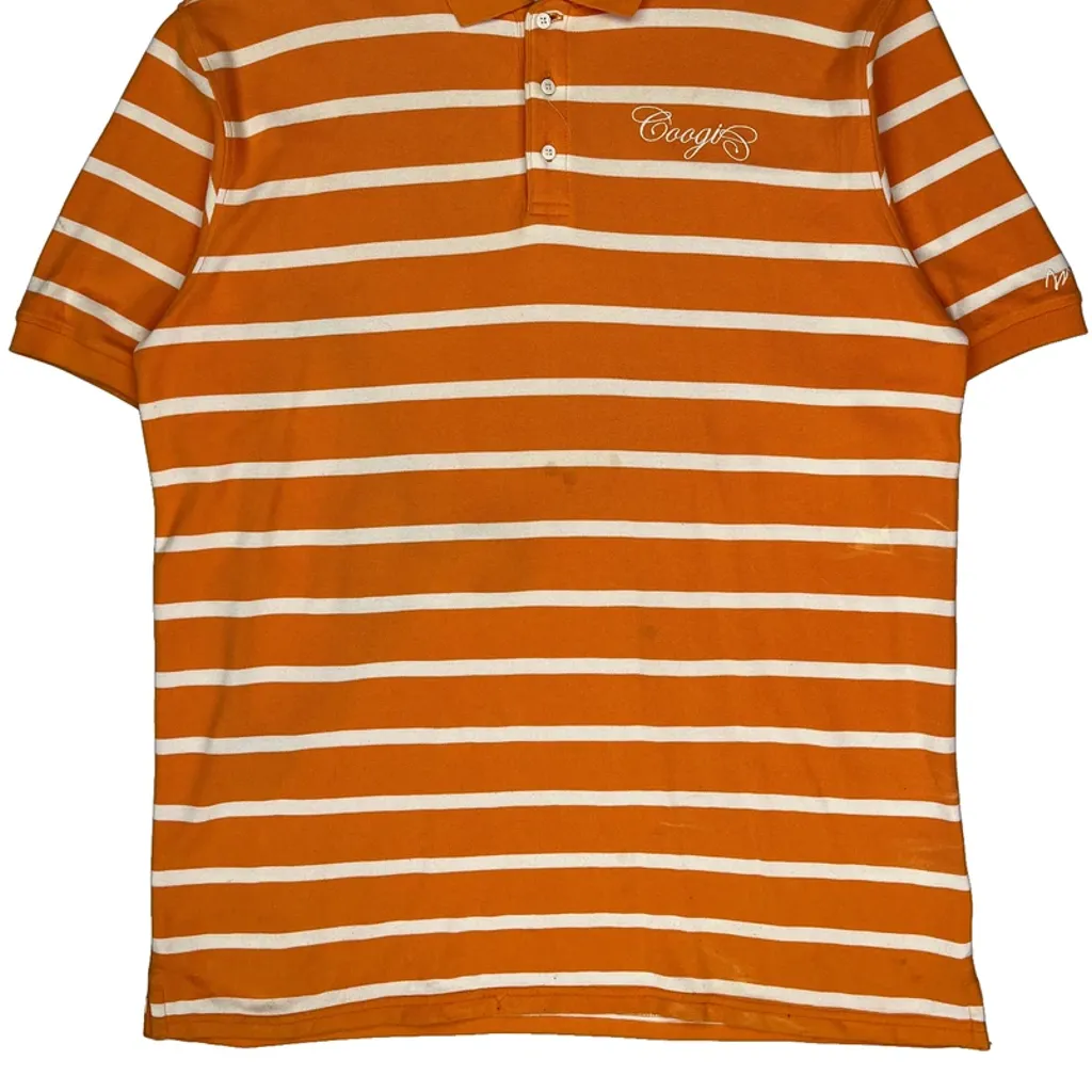 Coogi Striped Polo Shirt - XL Orange Cotton - Image 5
