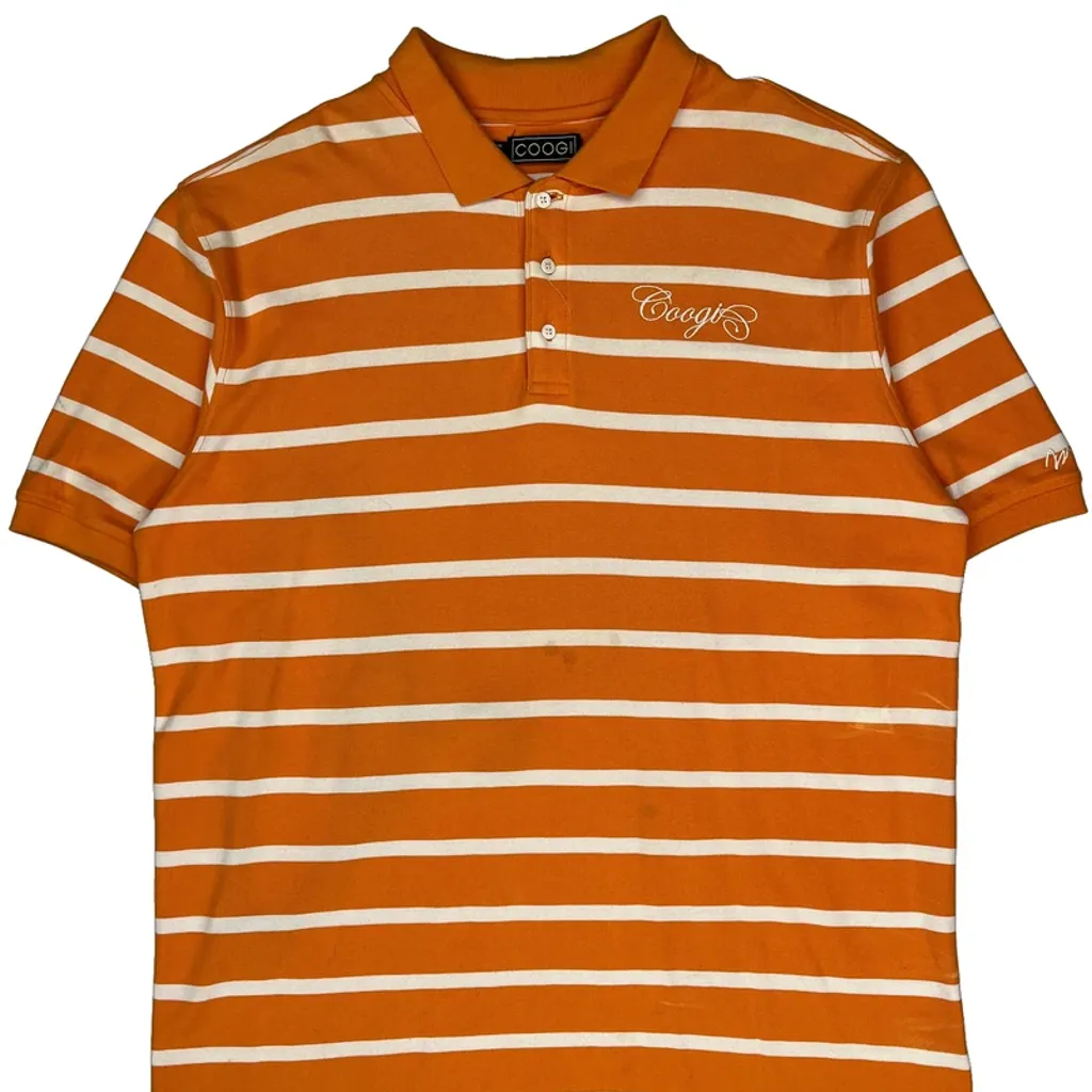 Coogi Striped Polo Shirt - XL Orange Cotton - Image 6