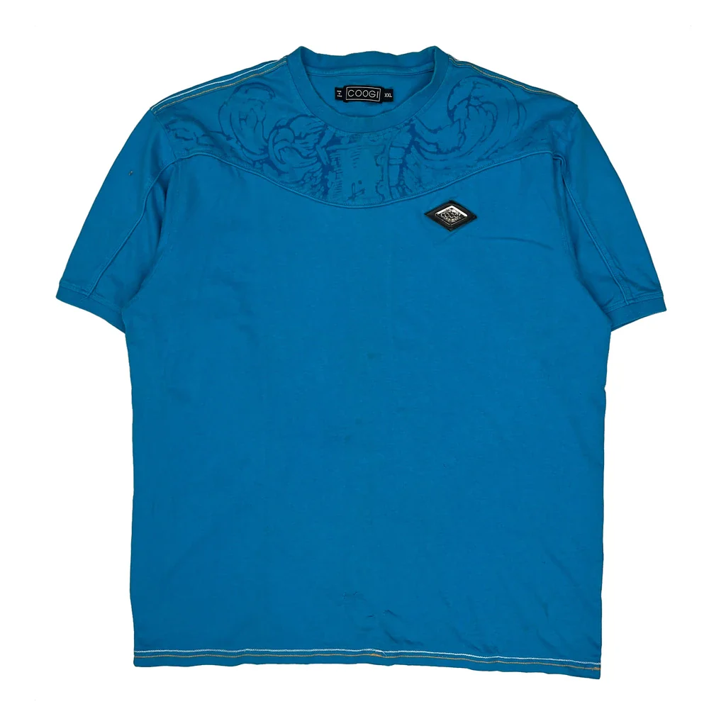 Coogi Graphic T-Shirt - 2XL Blue Cotton