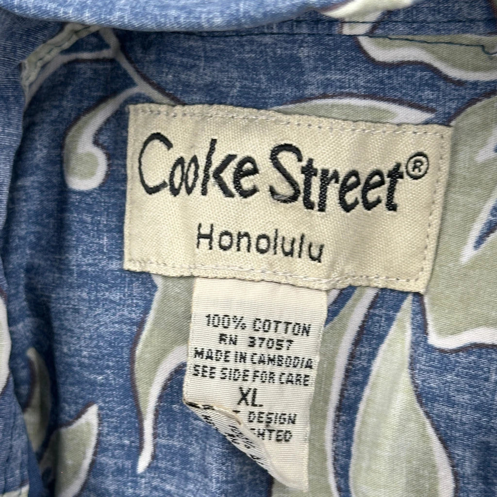 Cooke Street Floral Hawaiian Shirt - XL Blue Cotton - Image 3