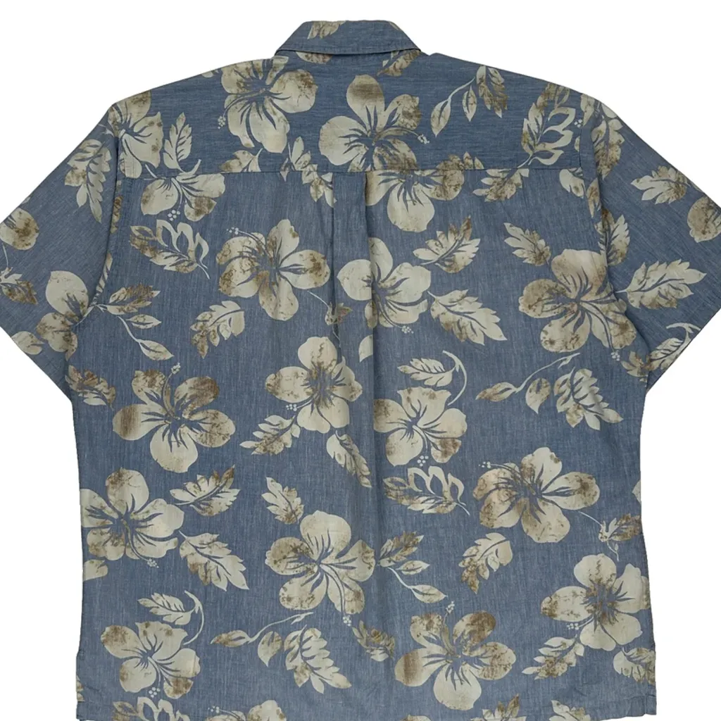 Cooke Street Floral Hawaiian Shirt - XL Blue Cotton - Image 7