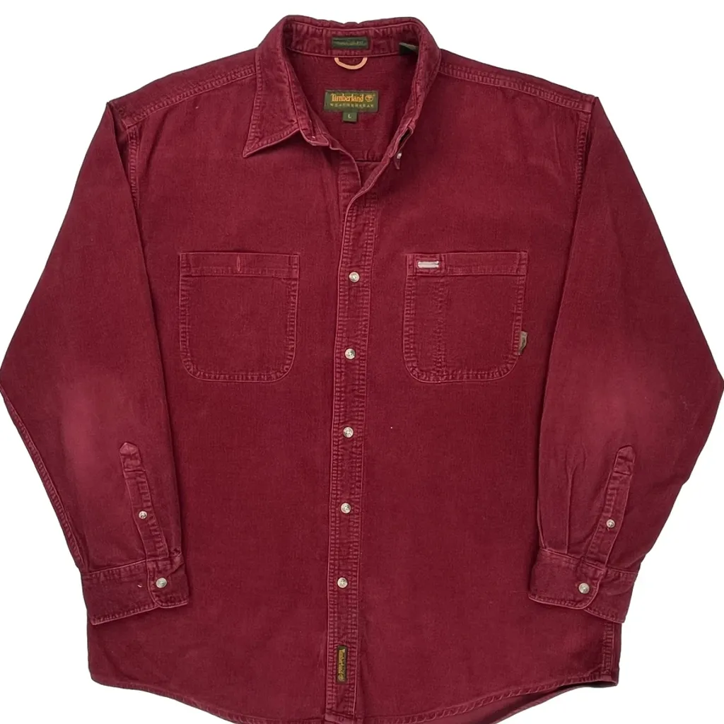 Cord Timberland Shirt - Large Red Cotton - Image 4