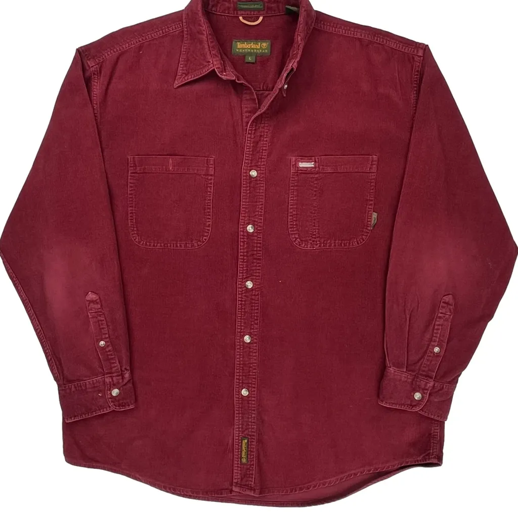 Cord Timberland Shirt - Large Red Cotton - Image 5