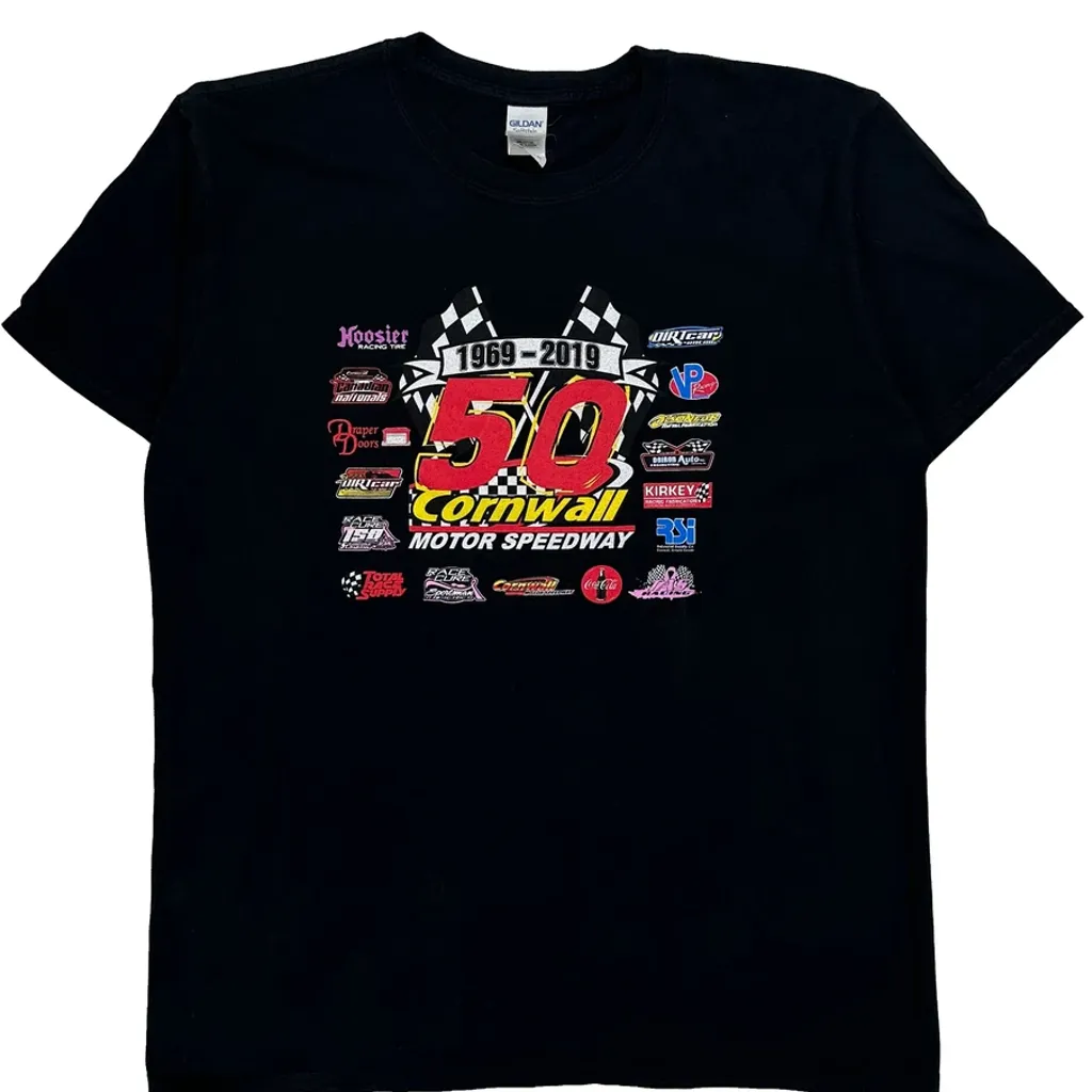 Cornwall Motor Speedway Gildan Graphic T-Shirt - XL Black Cotton - Image 5