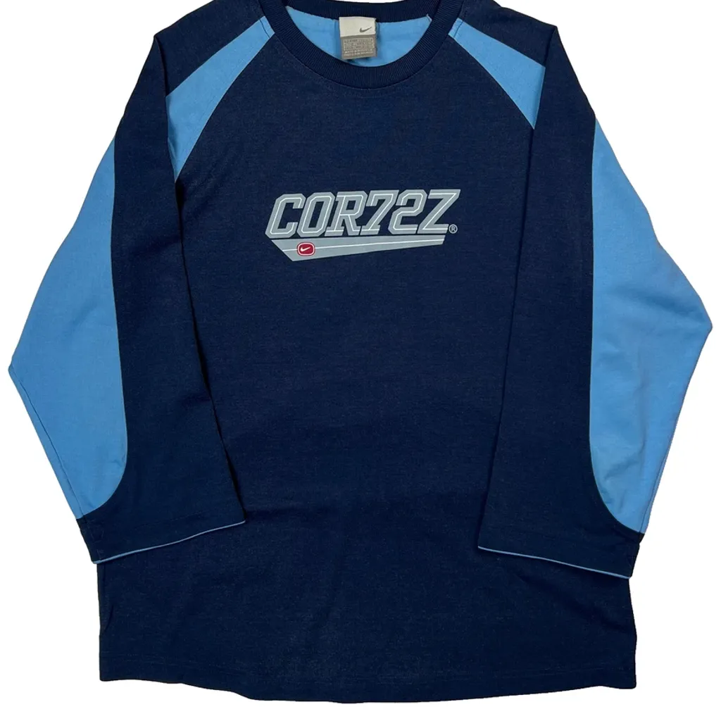 Cortez Nike Graphic Long Sleeve T-Shirt - Large Blue Cotton - Image 4