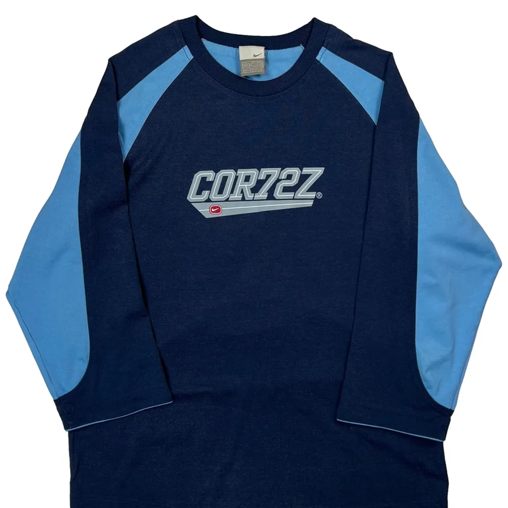 Cortez Nike Graphic Long Sleeve T-Shirt - Large Blue Cotton - Image 5