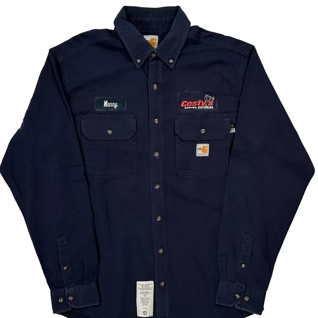 Cosmos Energy Logo Carhartt Shirt - Medium Navy Cotton Blend - Image 5
