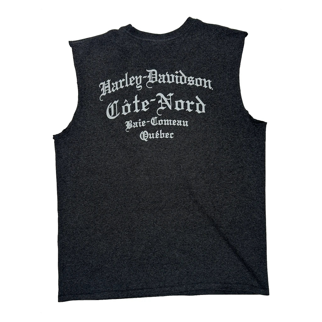 Côte-Nord Harley Davidson Graphic Tank Top - Large Gray Cotton - Image 2