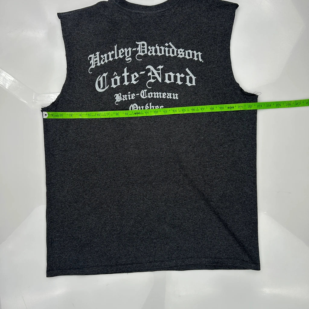 Côte-Nord Harley Davidson Graphic Tank Top - Large Gray Cotton - Image 3