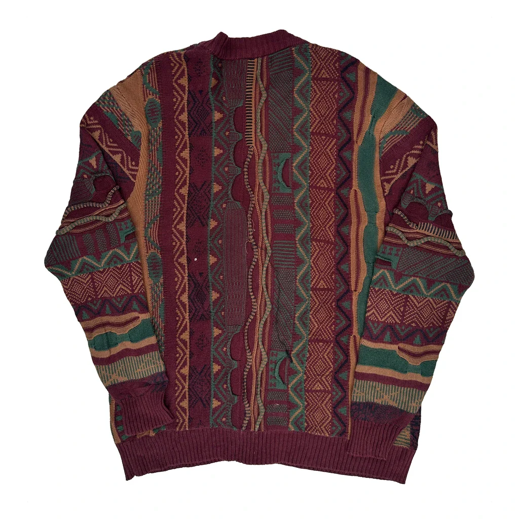 Cotton On Garments Coogi Style 3D Knit Cardigan - Large Multicoloured Cotton - Image 2
