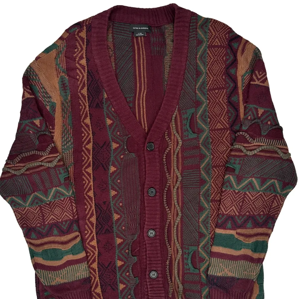 Cotton On Garments Coogi Style 3D Knit Cardigan - Large Multicoloured Cotton - Image 4