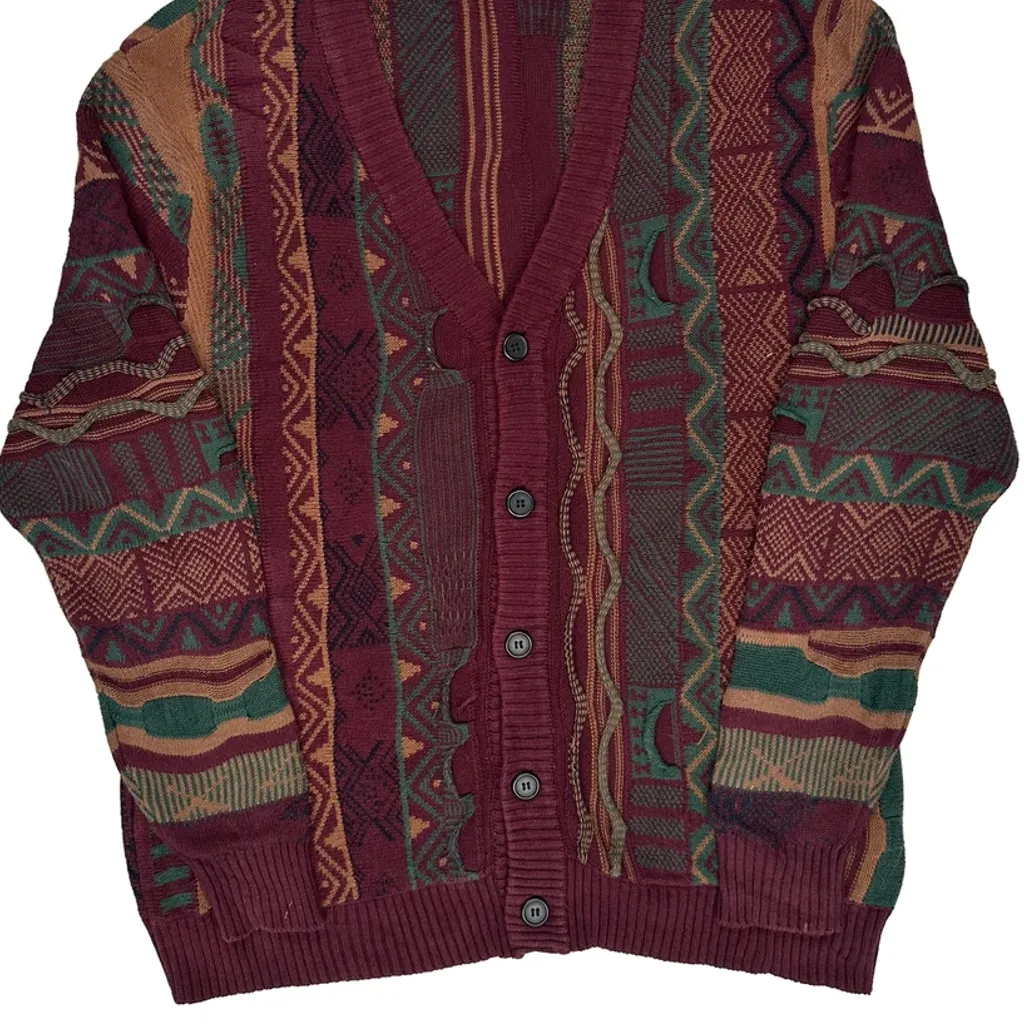 Cotton On Garments Coogi Style 3D Knit Cardigan - Large Multicoloured Cotton - Image 5