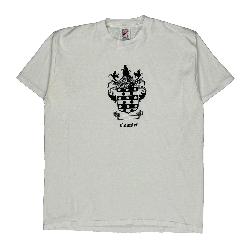 Counter Jerzees Graphic T-Shirt - Large White Cotton Blend