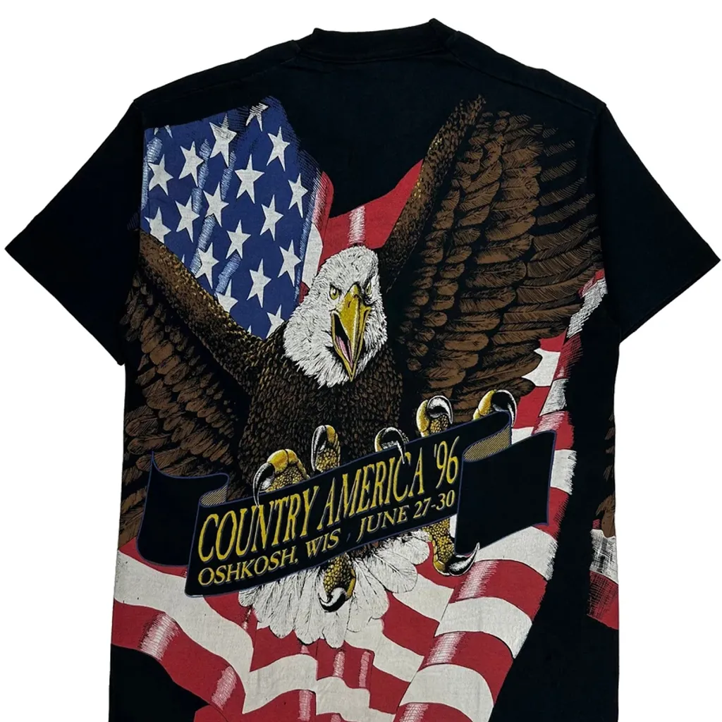 Country America '96 Fruit Of The Loom Single Stitch T-Shirt - Large Black Cotton - Image 6