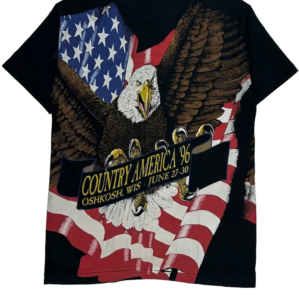 Country America '96 Fruit Of The Loom Single Stitch T-Shirt - Large Black Cotton - Image 7