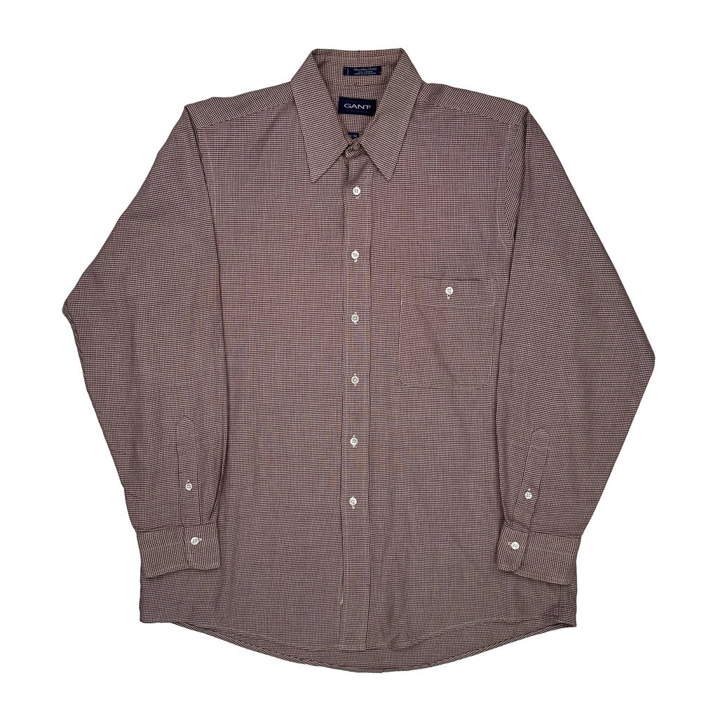 Country Twill Gant Checked Shirt - Large Brown Cotton