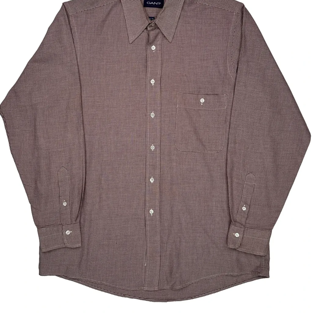 Country Twill Gant Checked Shirt - Large Brown Cotton - Image 5