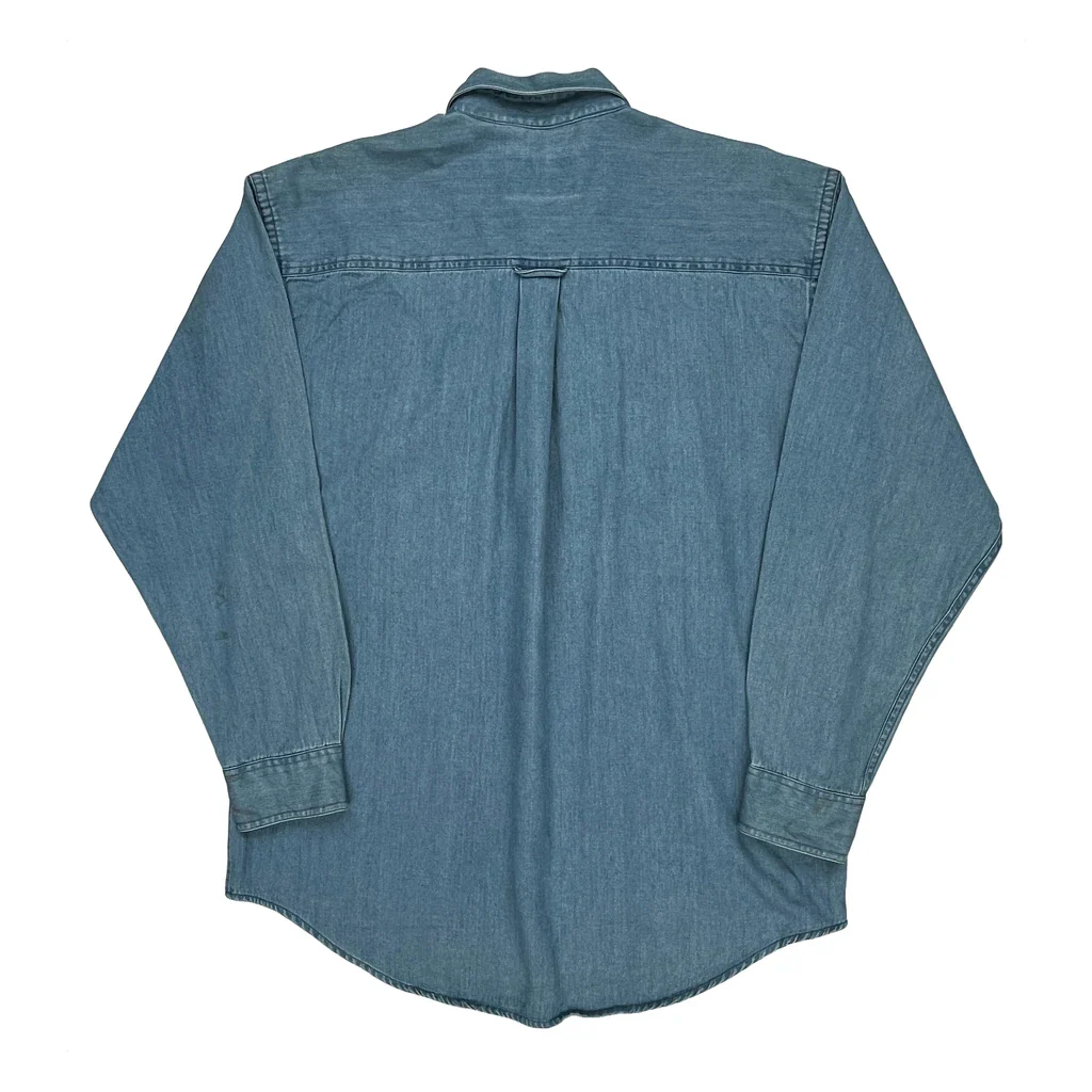 Cowboys Adairsville, Ga Chase Authentics Graphic Denim Shirt - Medium Blue Cotton - Image 2