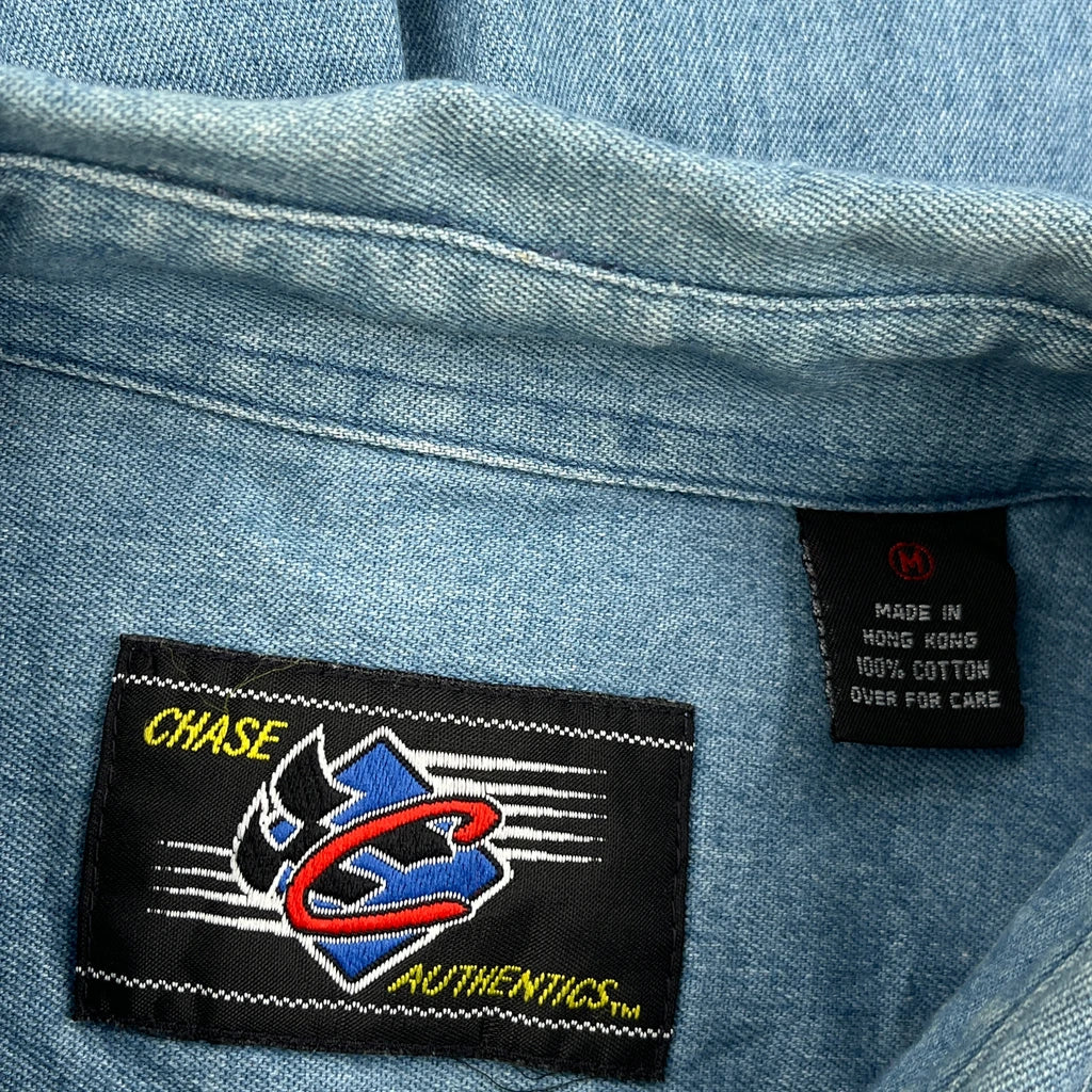 Cowboys Adairsville, Ga Chase Authentics Graphic Denim Shirt - Medium Blue Cotton - Image 3
