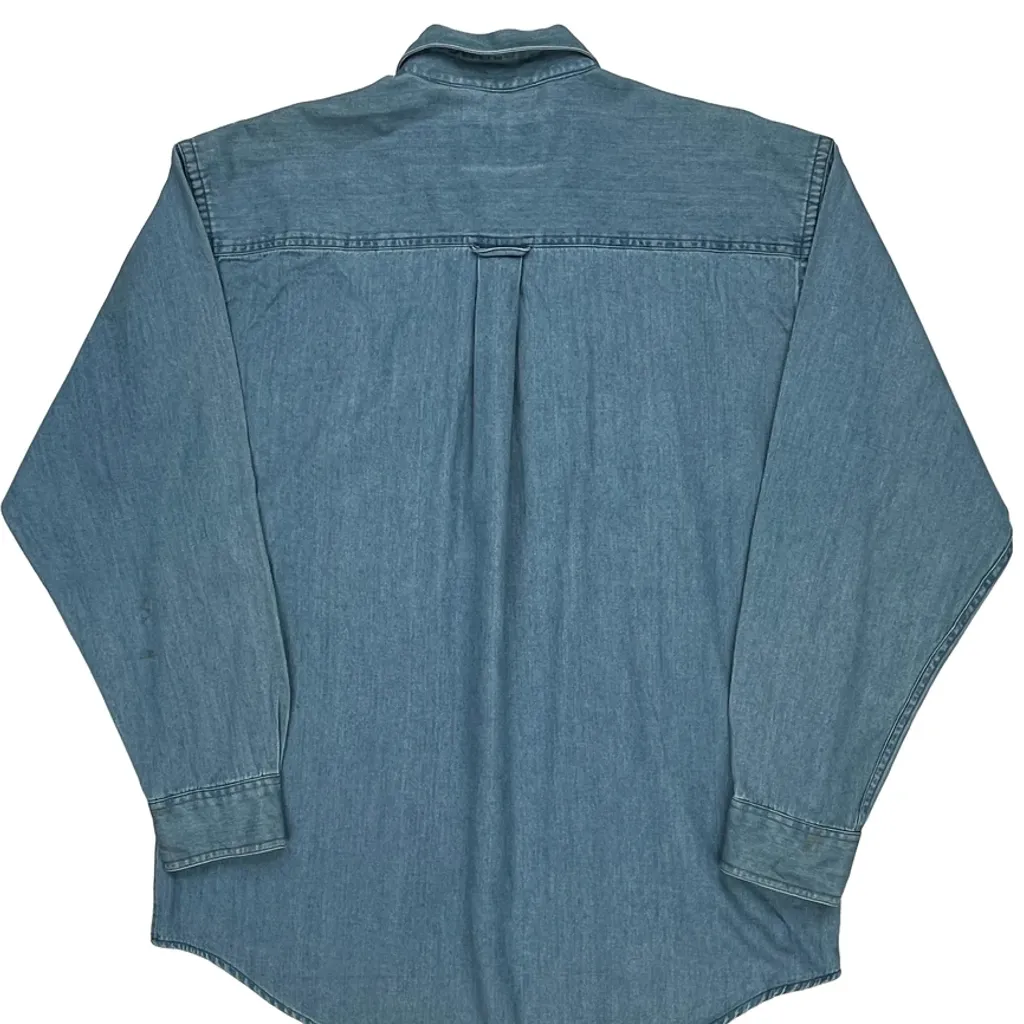 Cowboys Adairsville, Ga Chase Authentics Graphic Denim Shirt - Medium Blue Cotton - Image 7
