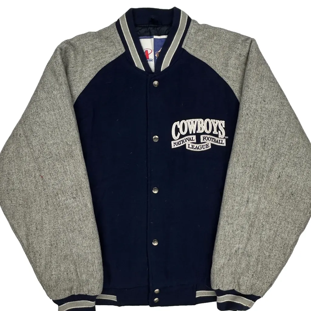 Cowboys Logo Athletics Football Varsity Jacket - Medium Navy Wool Blend - Image 5