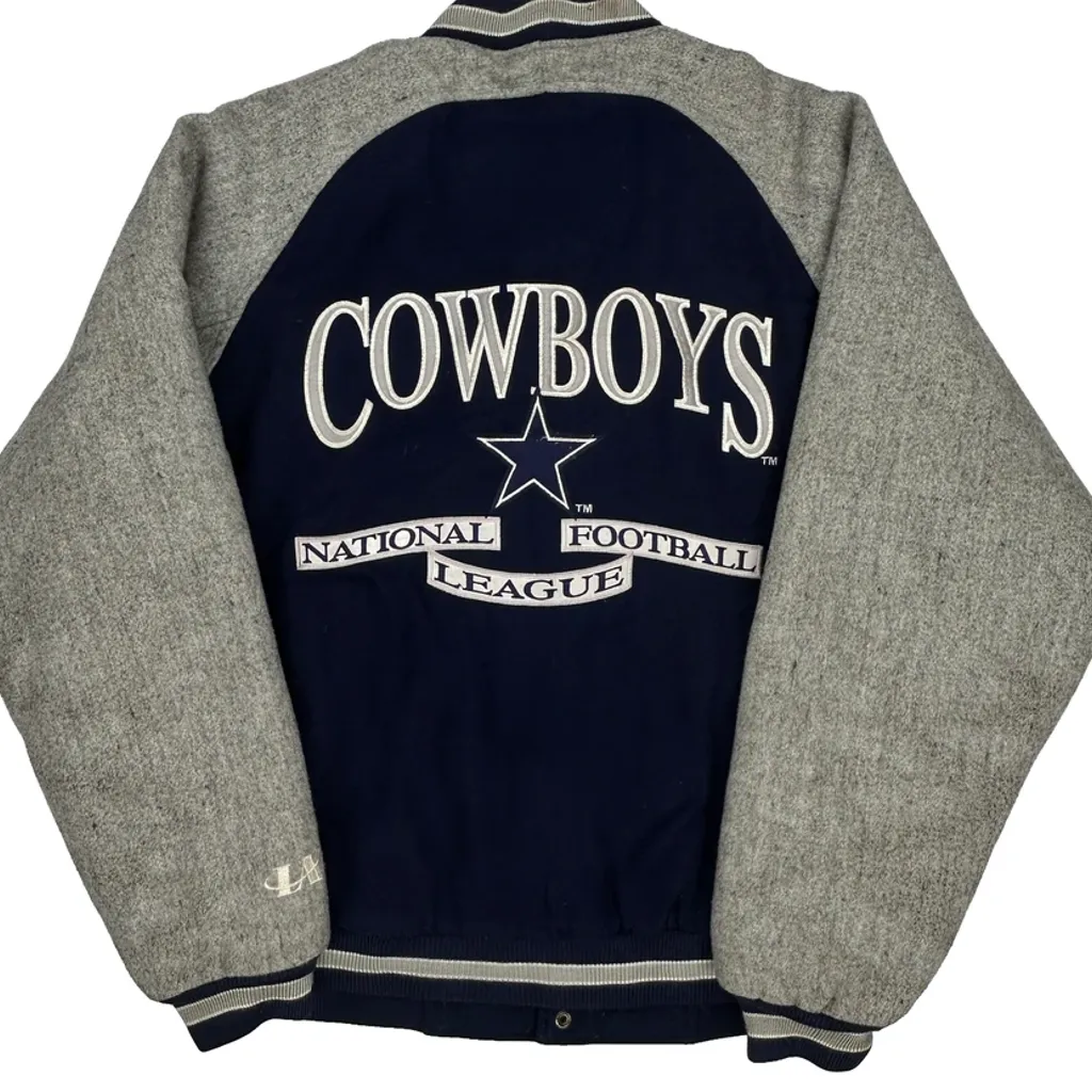 Cowboys Logo Athletics Football Varsity Jacket - Medium Navy Wool Blend - Image 7