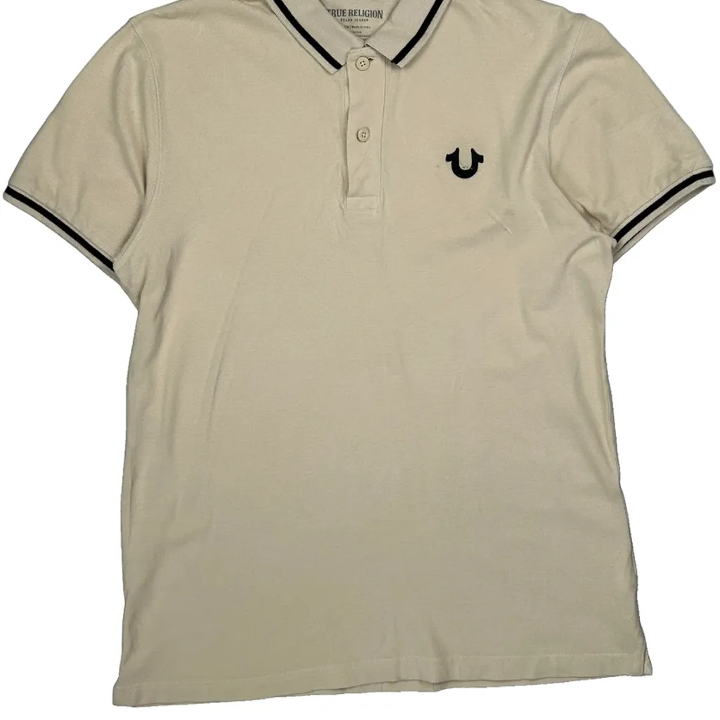 Crafted With Pride True Religion Polo Shirt - Medium Beige Cotton - Image 4