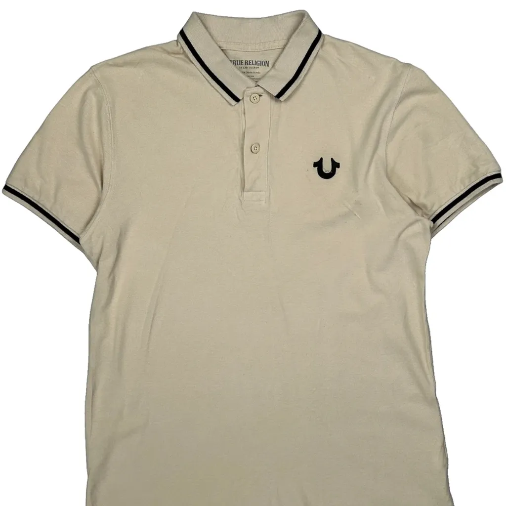 Crafted With Pride True Religion Polo Shirt - Medium Beige Cotton - Image 5