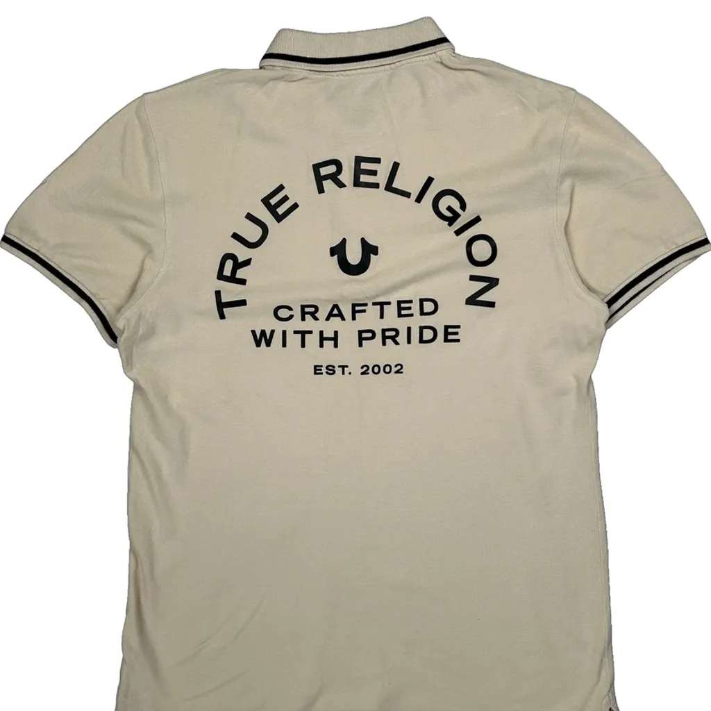 Crafted With Pride True Religion Polo Shirt - Medium Beige Cotton - Image 7