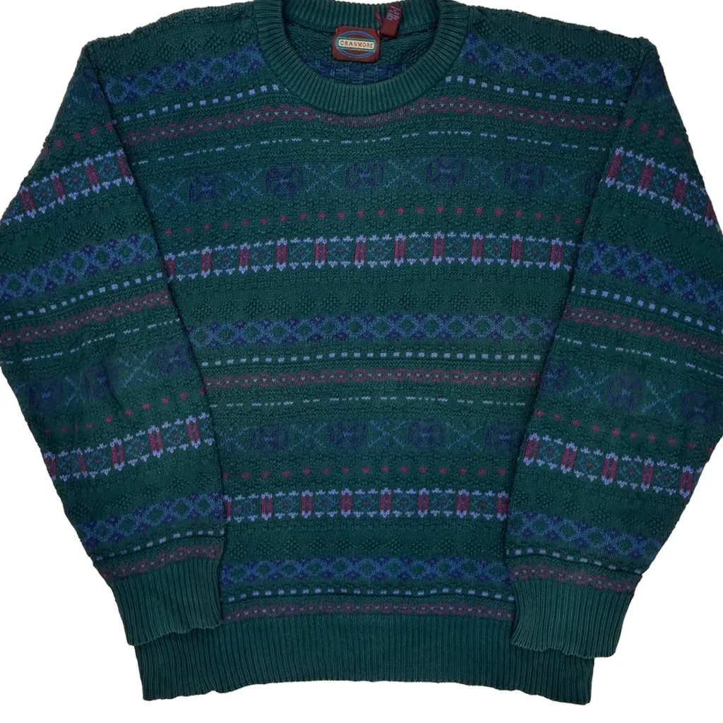 Cranmore Argyle Sweater - XL Green Cotton - Image 4