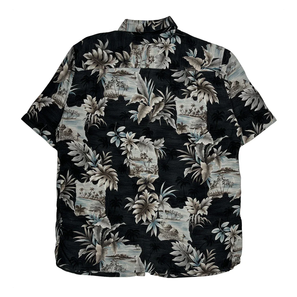 Croft & Barrow Floral Hawaiian Shirt - Medium Black Cotton - Image 2
