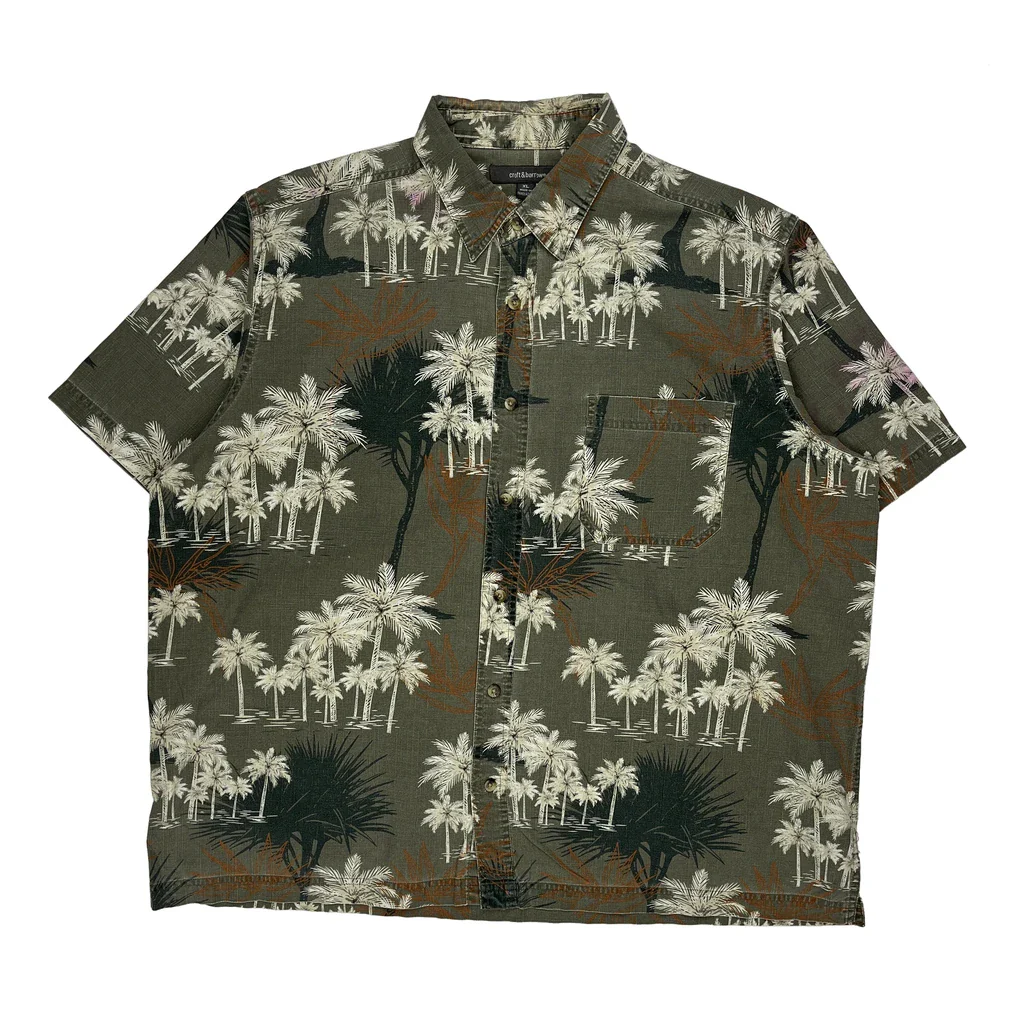 Croft & Barrow Floral Hawaiian Shirt - XL Green Cotton