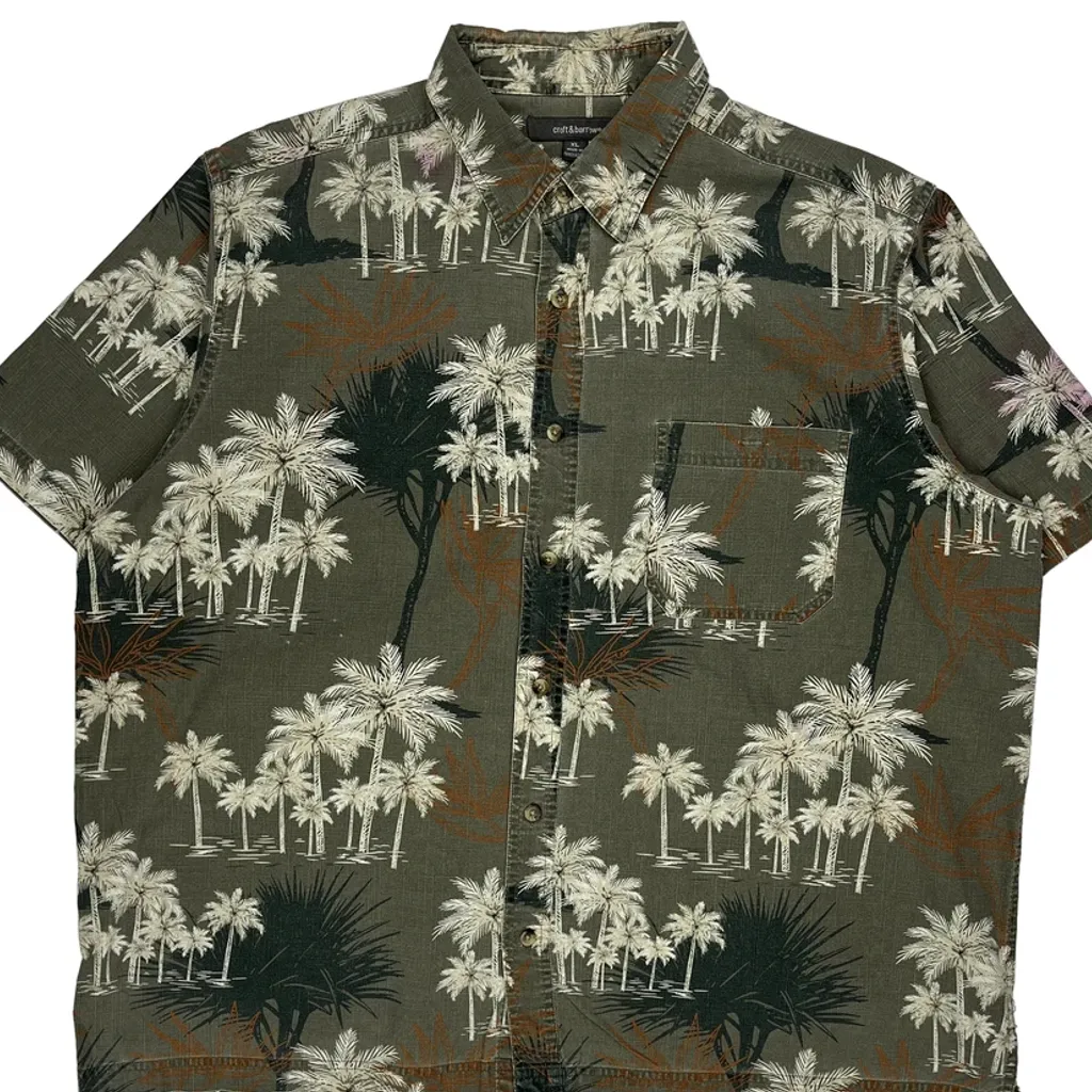Croft & Barrow Floral Hawaiian Shirt - XL Green Cotton - Image 4