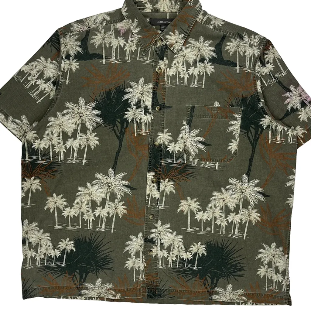 Croft & Barrow Floral Hawaiian Shirt - XL Green Cotton - Image 5