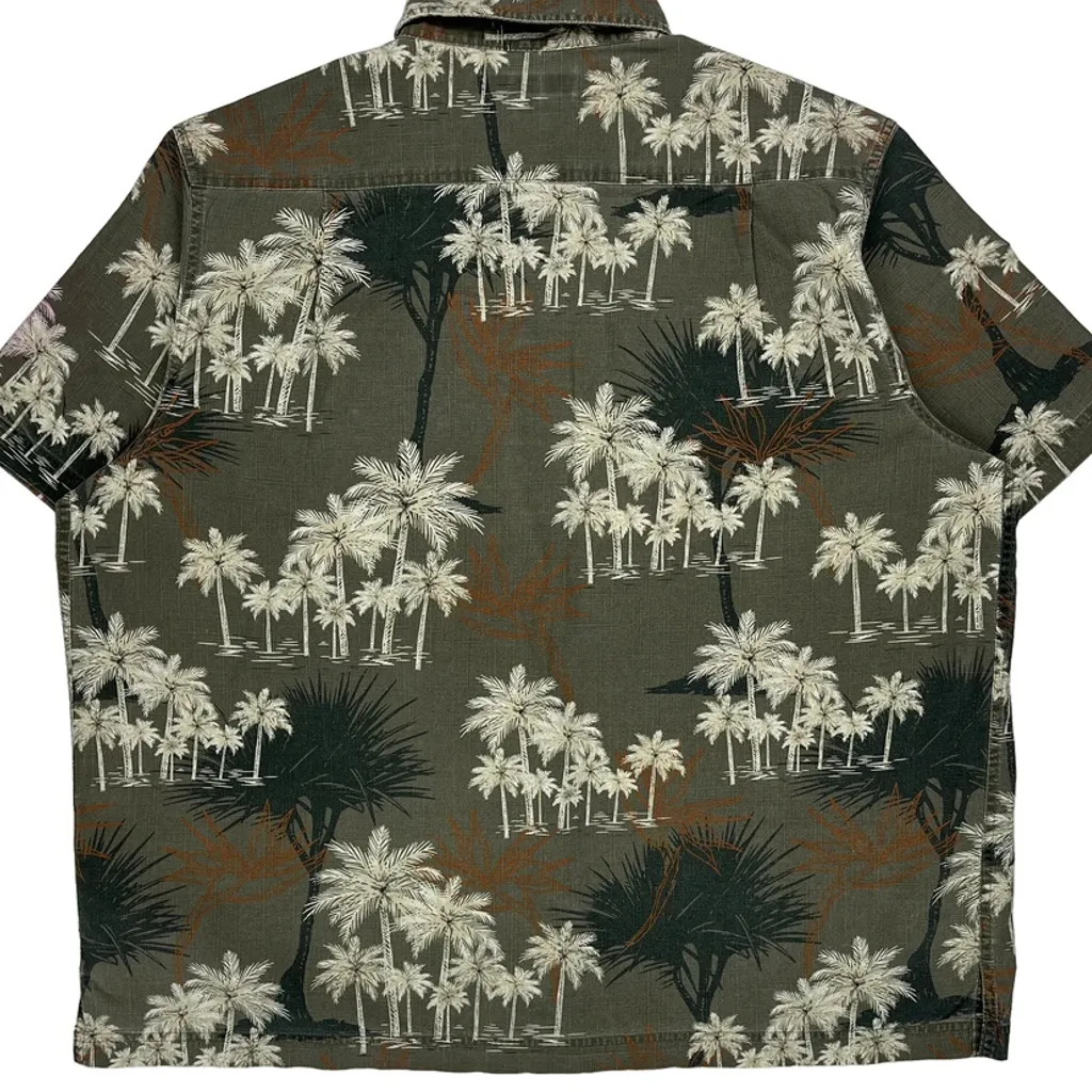 Croft & Barrow Floral Hawaiian Shirt - XL Green Cotton - Image 7