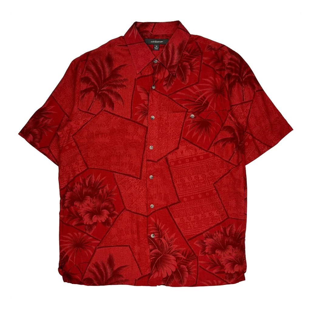 Croft & Barrow Floral Hawaiian Shirt - Medium Red Cotton