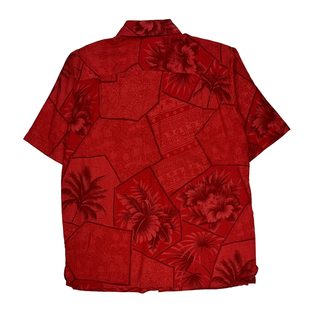 Croft & Barrow Floral Hawaiian Shirt - Medium Red Cotton - Image 2