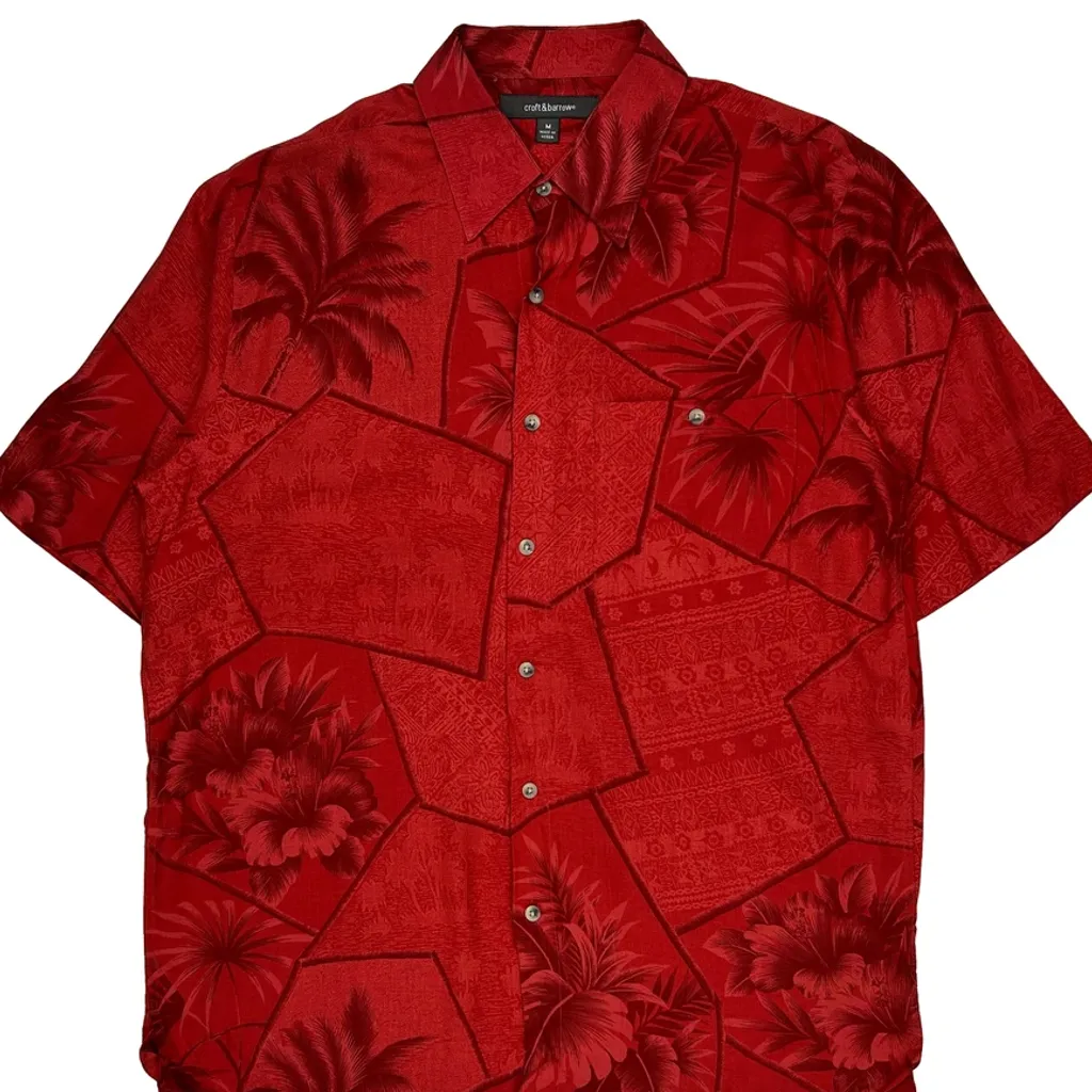Croft & Barrow Floral Hawaiian Shirt - Medium Red Cotton - Image 4