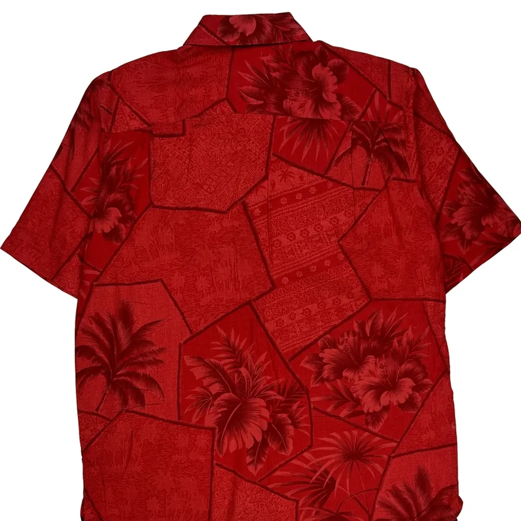 Croft & Barrow Floral Hawaiian Shirt - Medium Red Cotton - Image 7