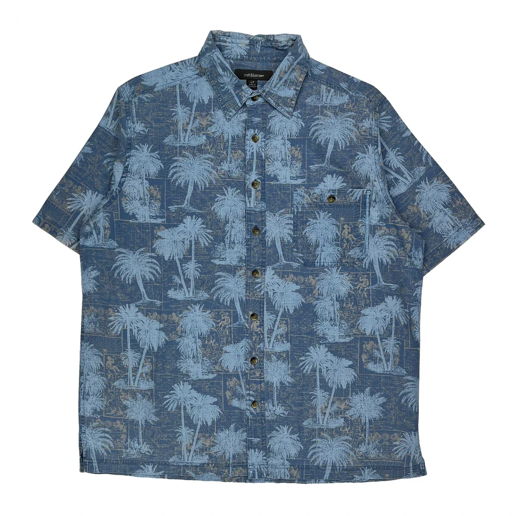 Croft & Barrow Floral Short Sleeve Shirt - XL Blue Cotton