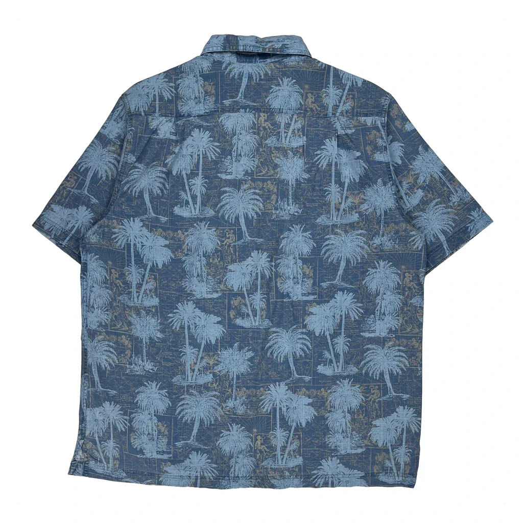 Croft & Barrow Floral Short Sleeve Shirt - XL Blue Cotton - Image 2