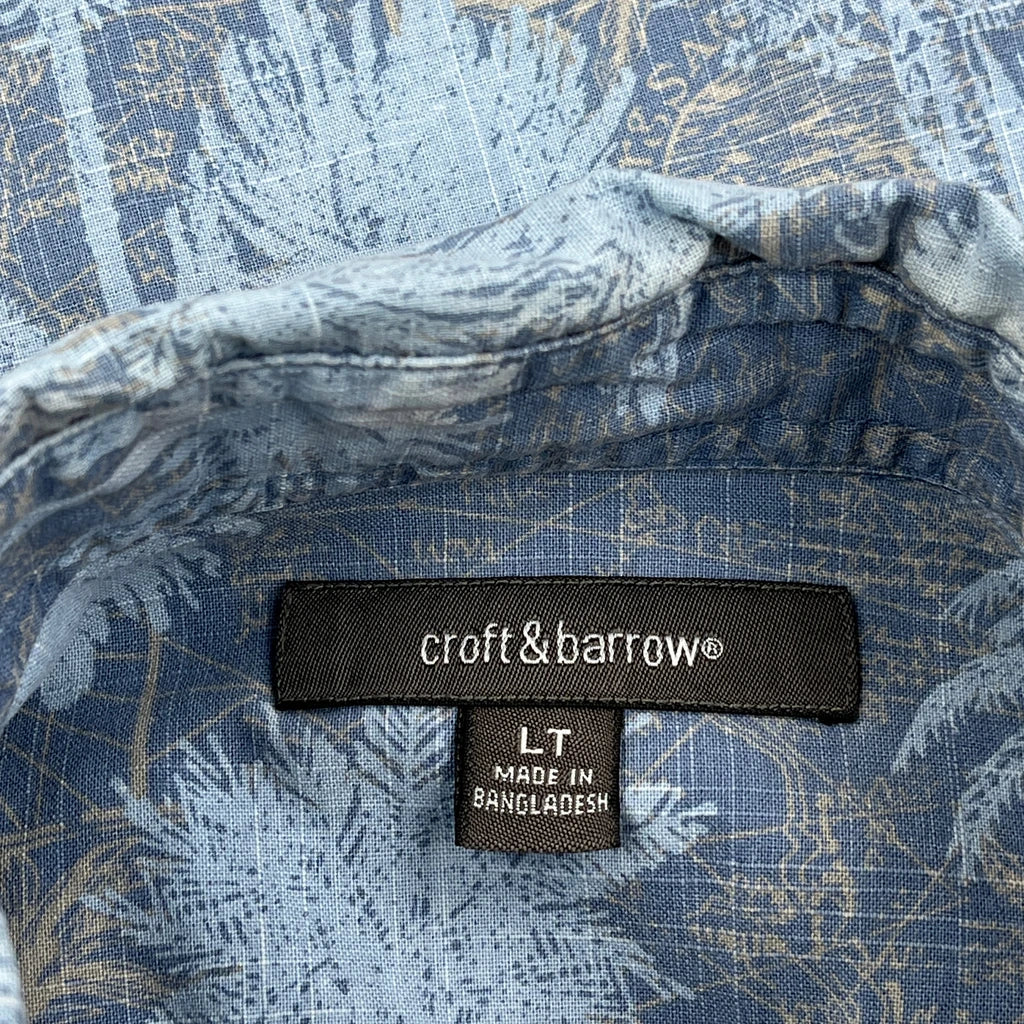 Croft & Barrow Floral Short Sleeve Shirt - XL Blue Cotton - Image 3