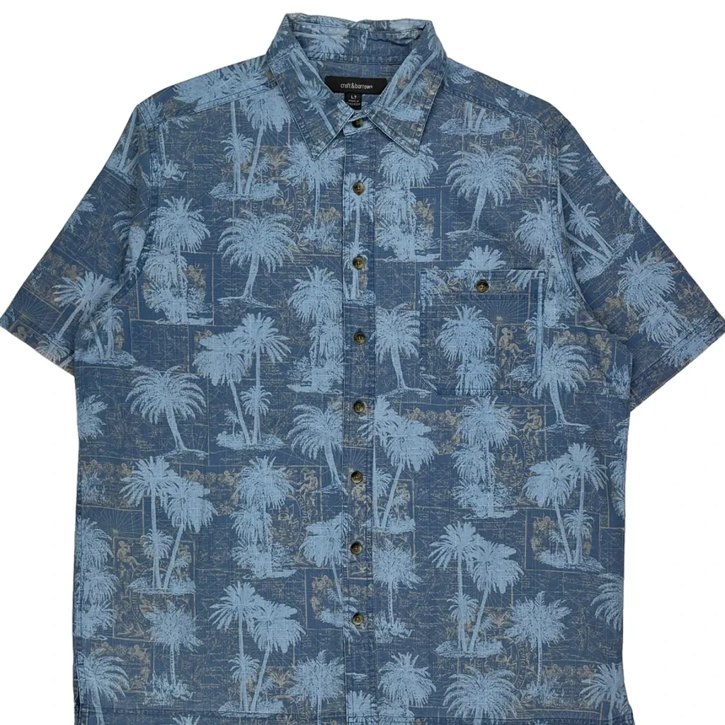 Croft & Barrow Floral Short Sleeve Shirt - XL Blue Cotton - Image 4