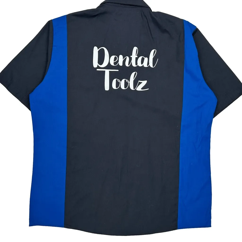 Custom Embroidery Dickies Short Sleeve Shirt - XL Blue Polyester Blend - Image 6