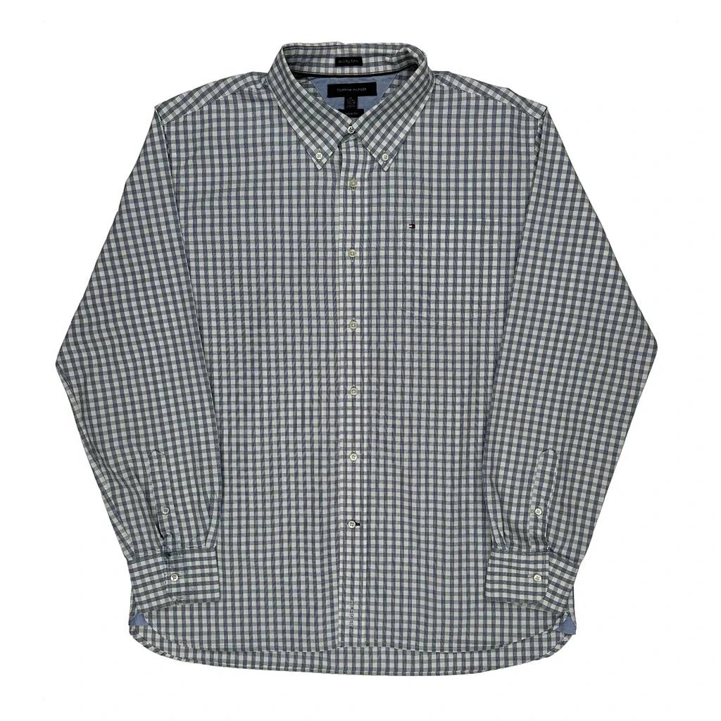 Custom Fit Tommy Hilfiger Checked Shirt - XL Blue Cotton