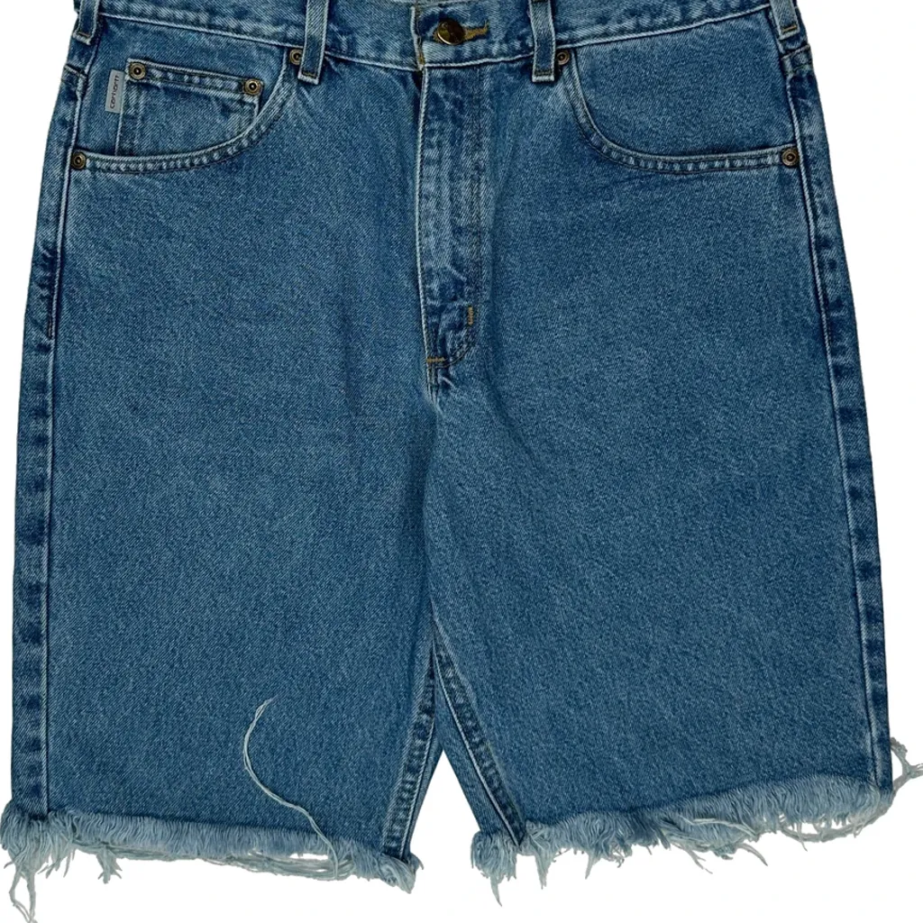 Cut Off Carhartt Denim Shorts - 32W 9L Blue Cotton - Image 10