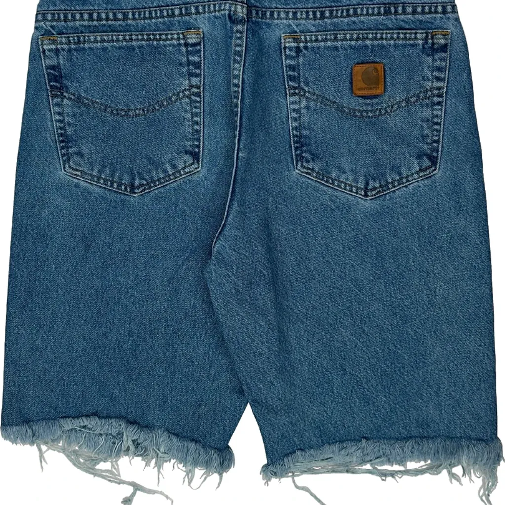 Cut Off Carhartt Denim Shorts - 32W 9L Blue Cotton - Image 8